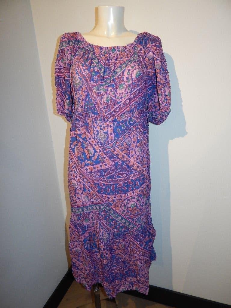 BA&SH langere jurk paisley print roze blauw elastische halsM, Kleding | Dames, Jurken, Maat 38/40 (M), Meerkleurig, Ophalen of Verzenden