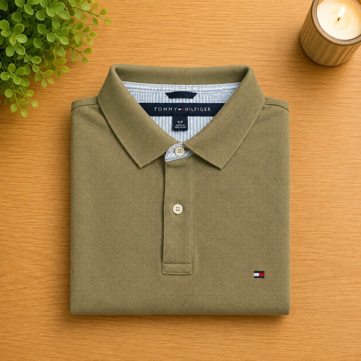Tommy Hilfiger Polo Shirt - Olijfgroen - Maat S/P, Kleding | Heren, Polo's, Verzenden, Tommy Hilfiger, Gedragen, Groen