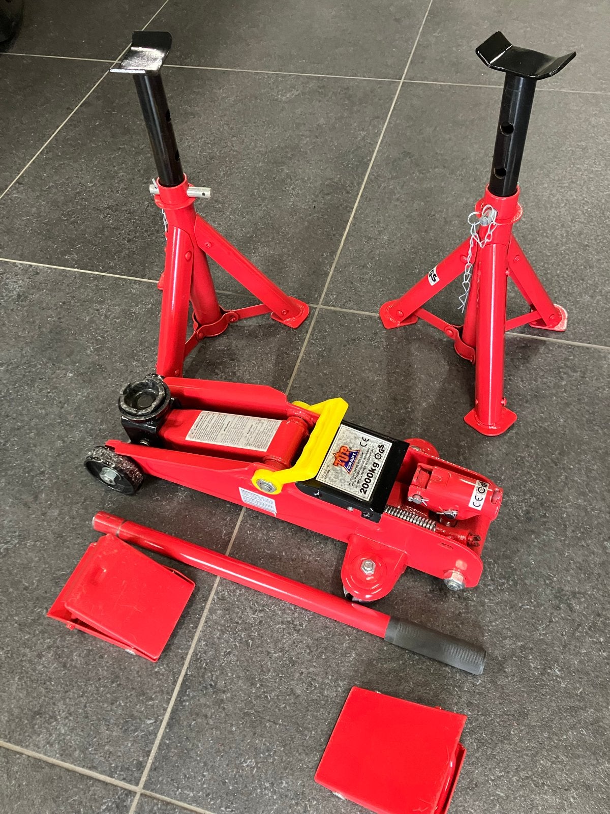 Garagekrik met assteunen - 2000kg, Auto diversen, Krikken, Gebruikt, Garagekrik, Hydraulisch, Ophalen