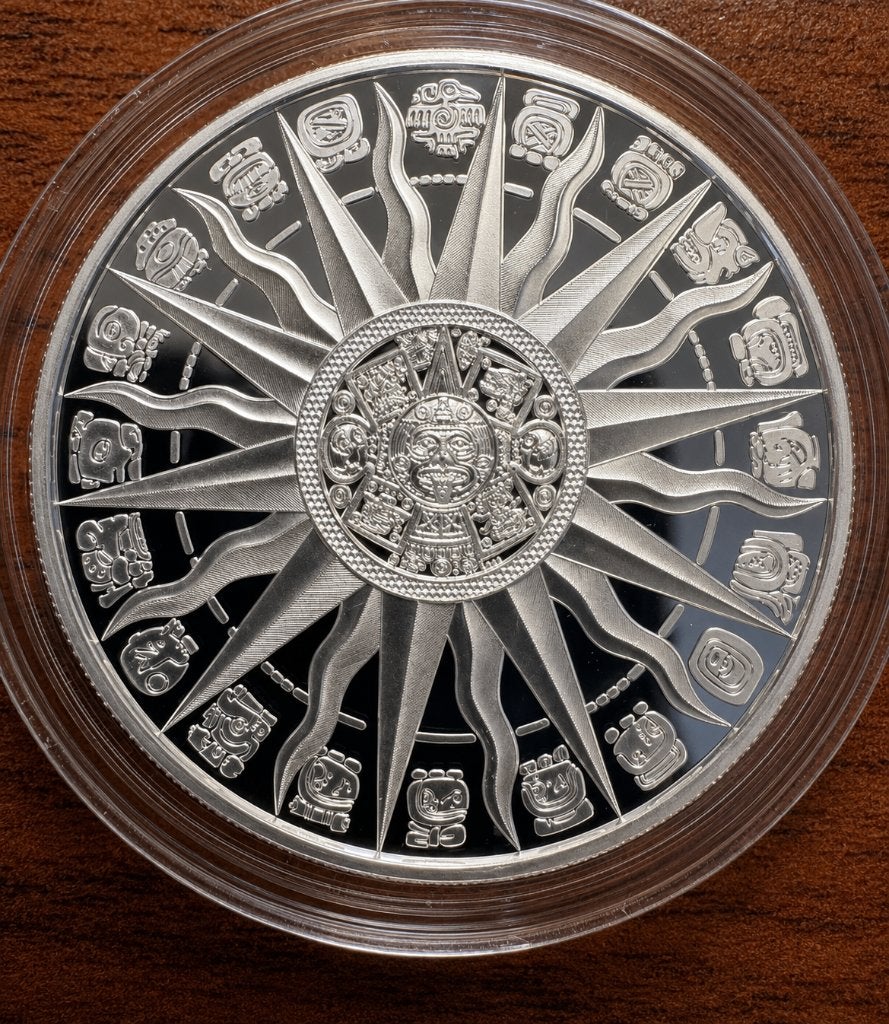 1 oz zilveren munt  “Aztec Calendar” Ultra collector, Ophalen of Verzenden, Zilver