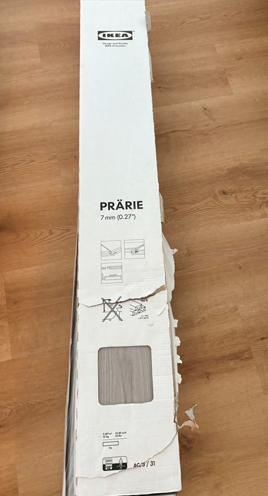 Ikea Prärie laminaat grijs/eiken, nieuw in verpakking, Ophalen, 50 tot 150 cm, Nieuw, 10 tot 30 cm