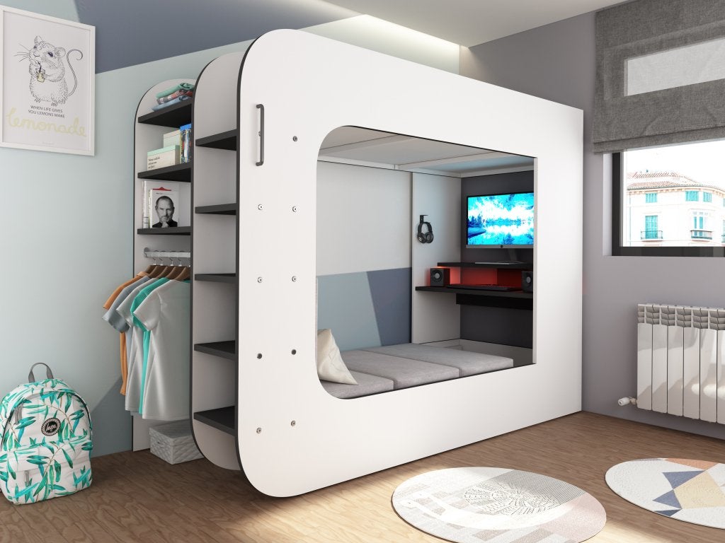 Mspace hoogslaper - 90x200 - Wit/antraciet, Niet ingevuld, Niet ingevuld, Niet ingevuld