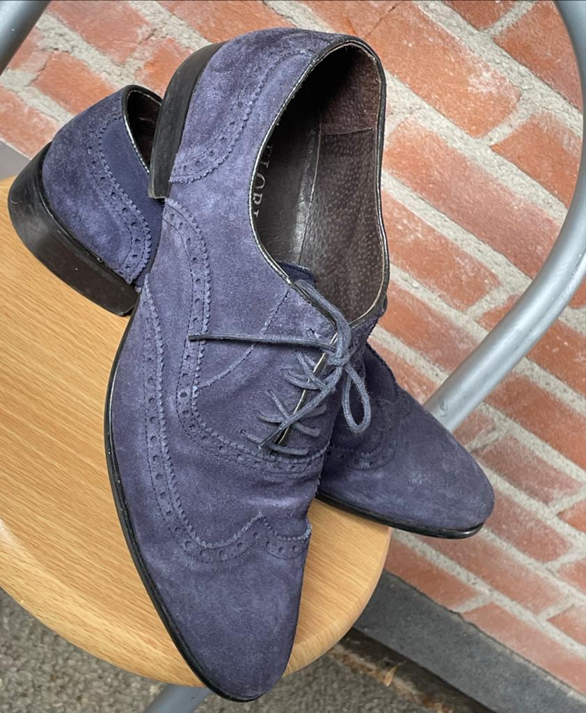 Stijlvolle Floris Duetz suède lila veterschoenen Mt 43, Blauw, Ophalen of Verzenden, Gedragen, Veterschoenen