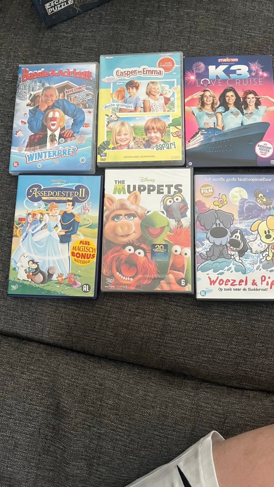 DVD Collectie: Bassie & Adriaan, K3, Muppets, Disney & meer, Gebruikt, Animatie, Verzamelbox, Alle leeftijden