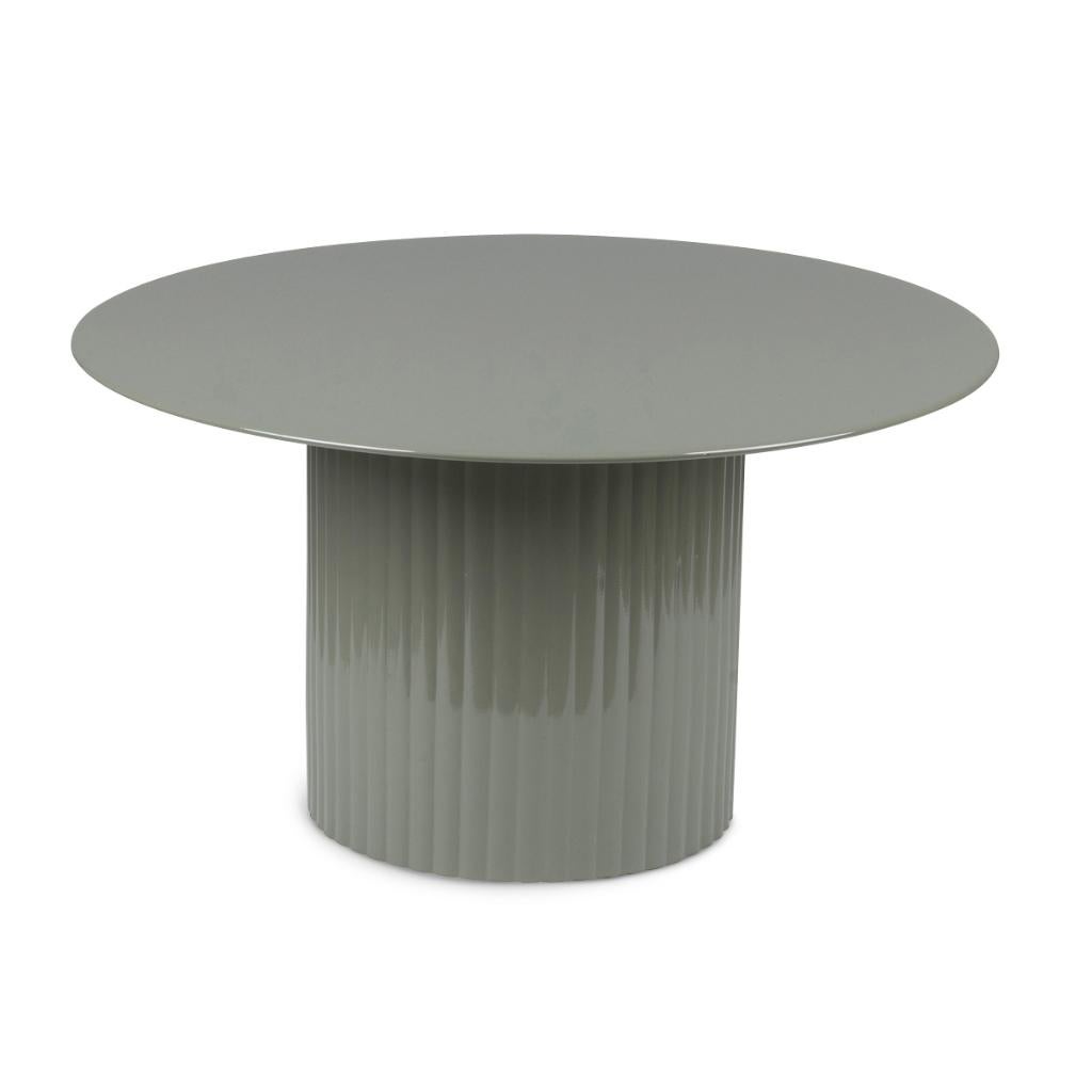 Bijzettafel grijsgroen - rond - 64cm x 35cm hoog, Ophalen, Minder dan 45 cm, Metaal of Aluminium, .