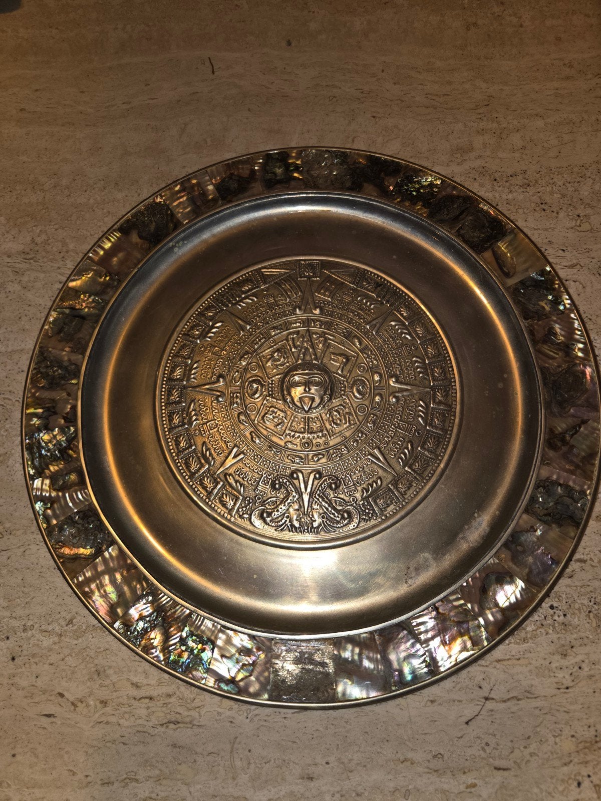 Decoratieve Maya/Azteken zonnekalender wandplaat, Antiek en Kunst, Ophalen of Verzenden