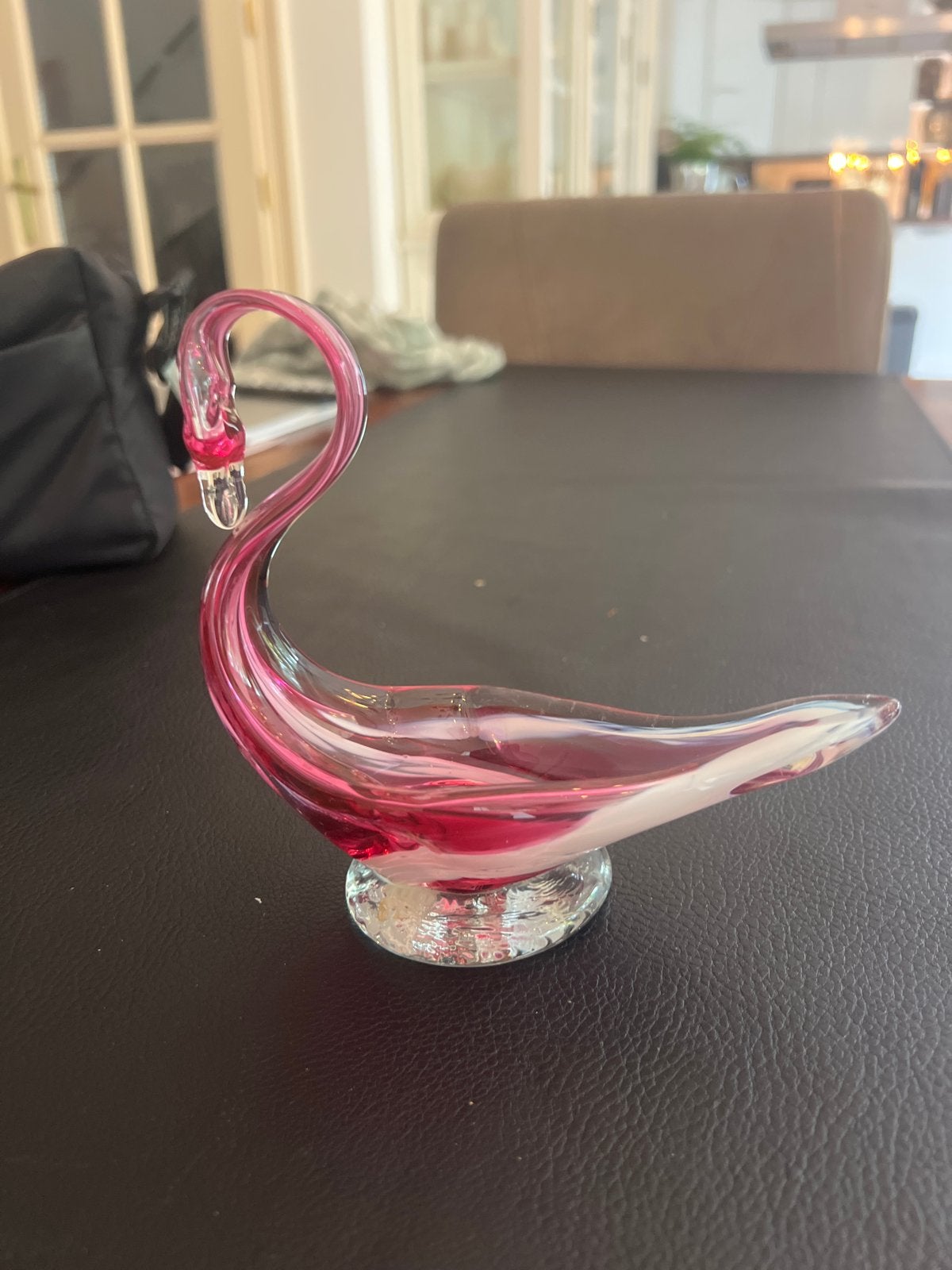 Glazen Zwaan Decoratie - Rood/Wit van Murano glas, Antiek en Kunst, Ophalen