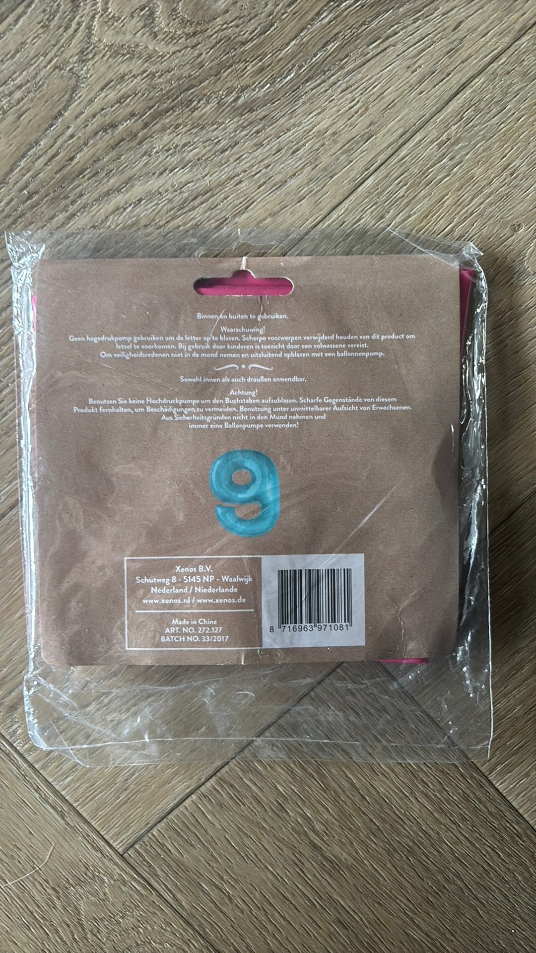 Opblaascijfer negen roze (nieuw), Ophalen, Zo goed als nieuw