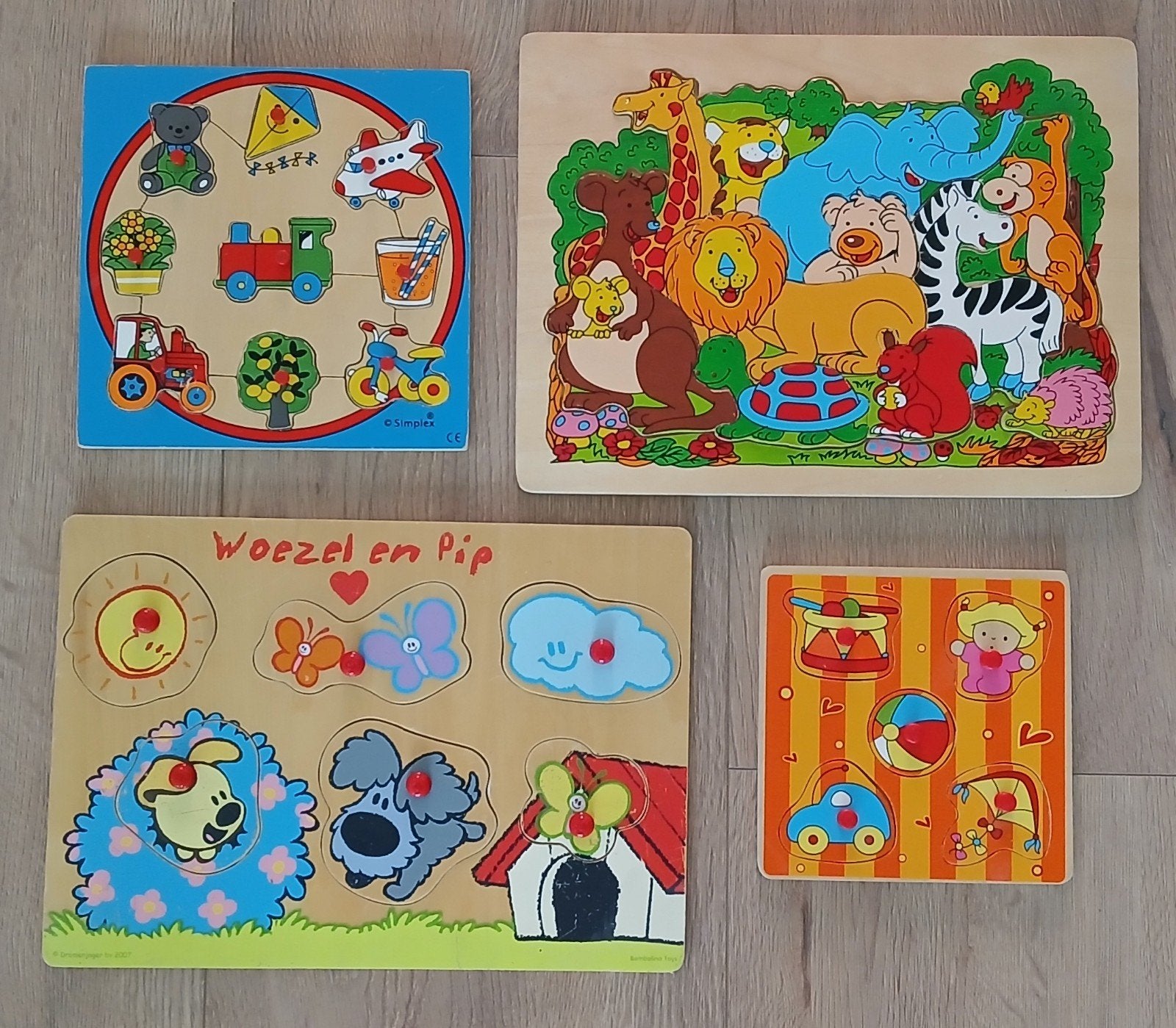 4 houten puzzels, Ophalen, Minder dan 10 stukjes, Gebruikt, 6 maanden tot 2 jaar
