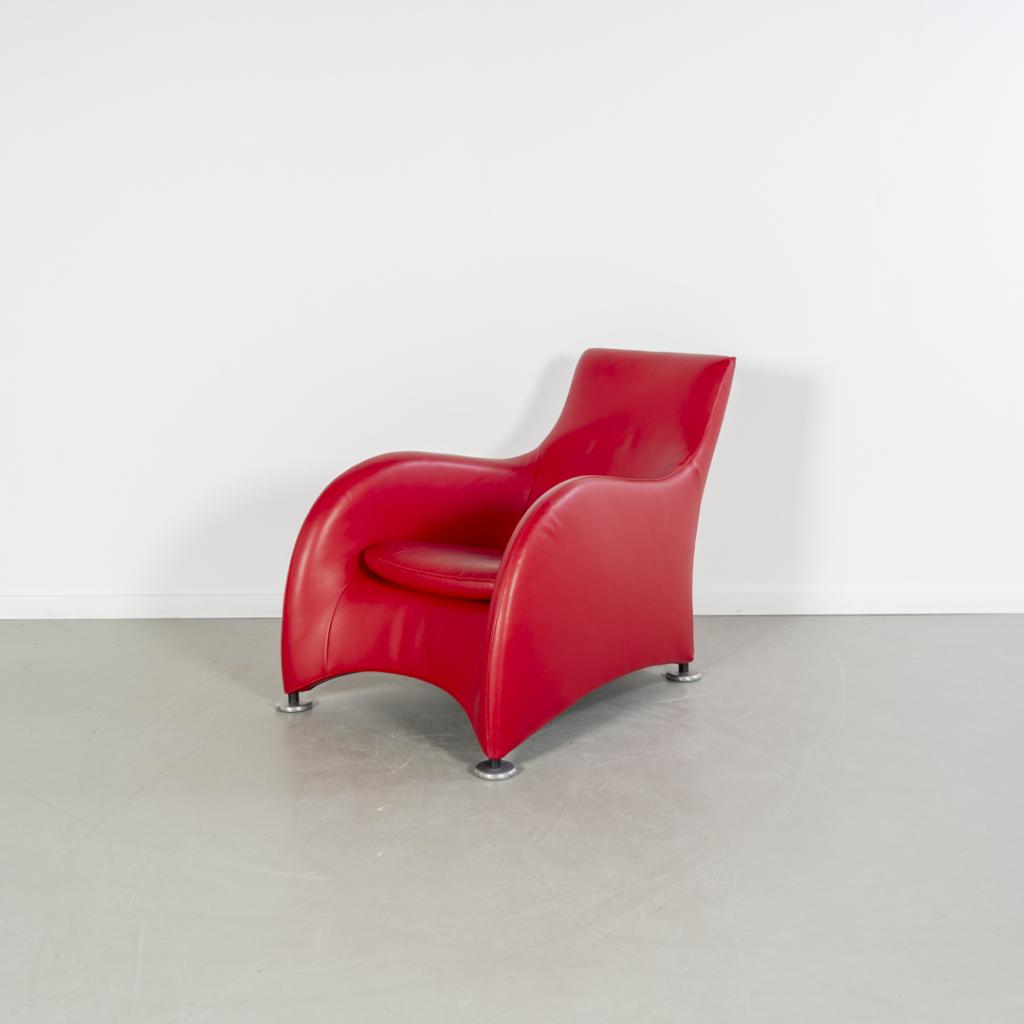1x Montis Loge Fauteuil Ferrari Rood Leder - Aluminium, Niet ingevuld, 100 tot 125 cm, Niet ingevuld, Ophalen of Verzenden