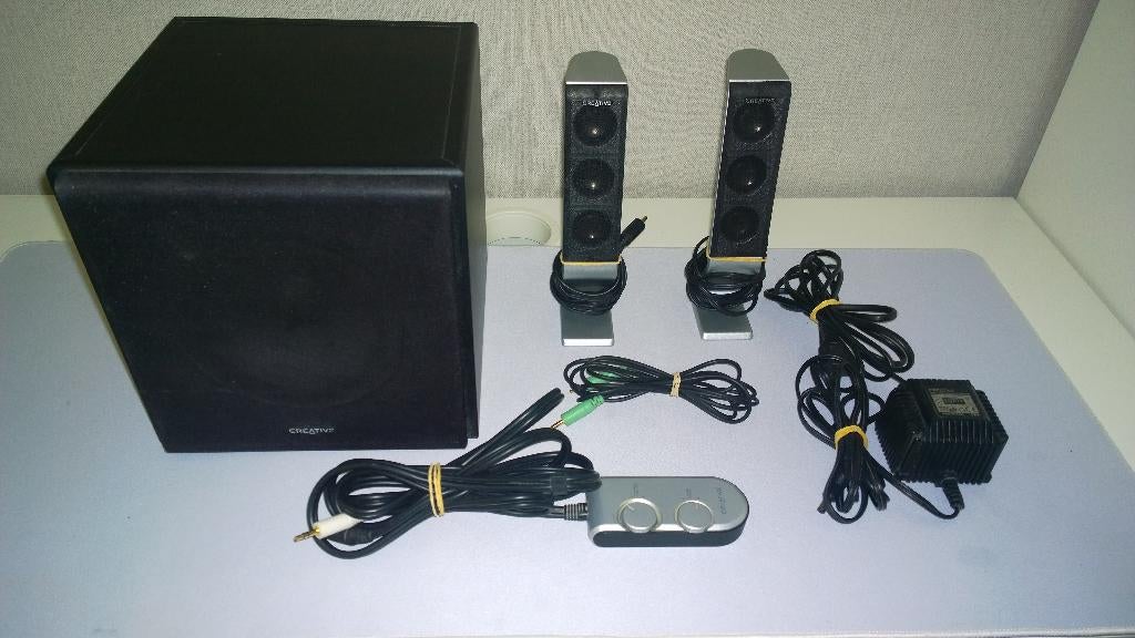 Creative i-trigue 3200 2.1 speakerset, met subwoofer, Computers en Software, Pc speakers, Ophalen, Gebruikt, Audiokanaal 2.1, Creative