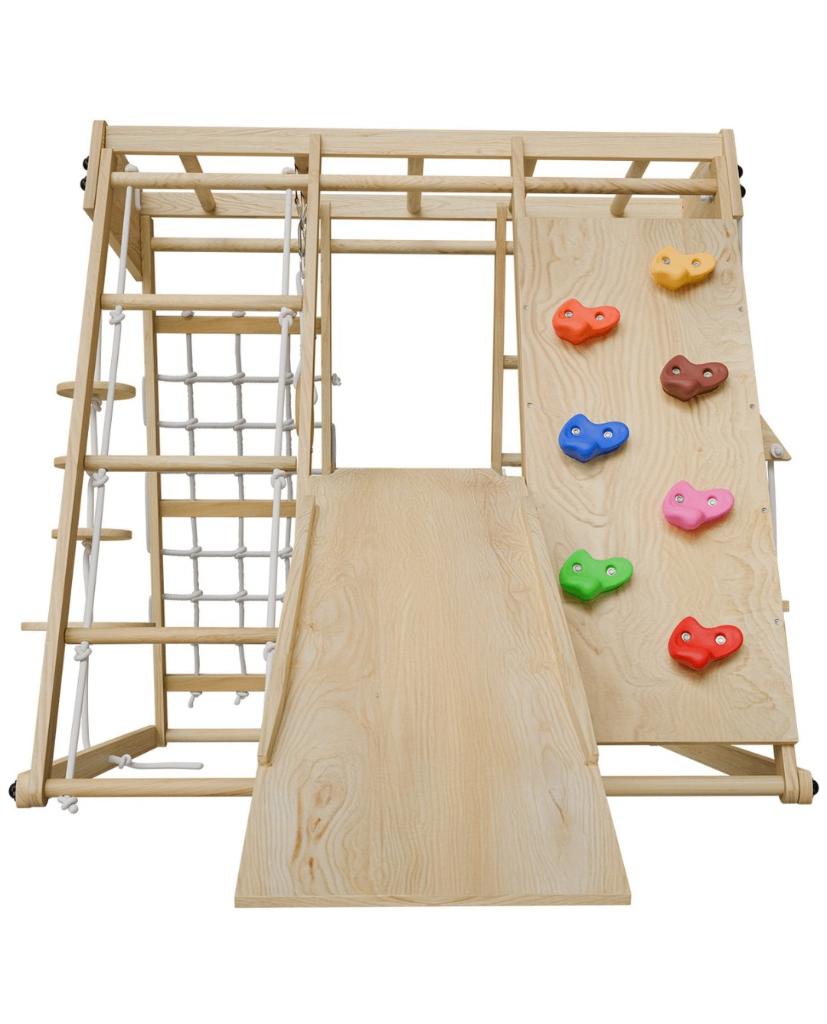 Houten klimrek met glijbaan, Kinderen en Baby's, Speelgoed | Buiten | Speeltoestellen, Ophalen, Zo goed als nieuw, Schommel