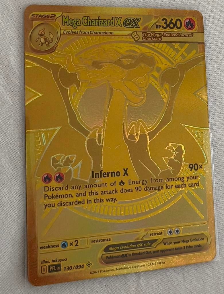 Mega Charizard X EX Pokémon Kaart - PFL 130/09, Ophalen, Zo goed als nieuw, Overige typen