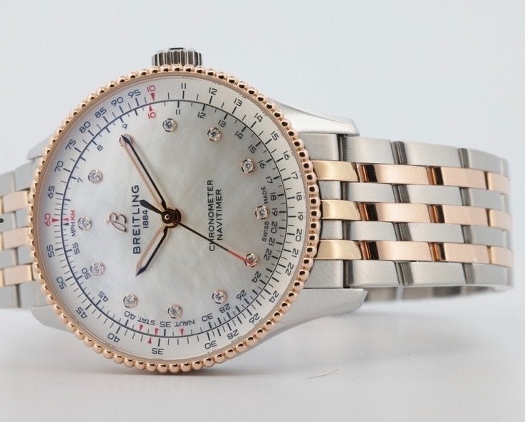 Breitling Navitimer Automatic 36 staal goud full set 2024, Sieraden, Tassen en Uiterlijk, Horloges | Dames, Staal, Staal, Polshorloge