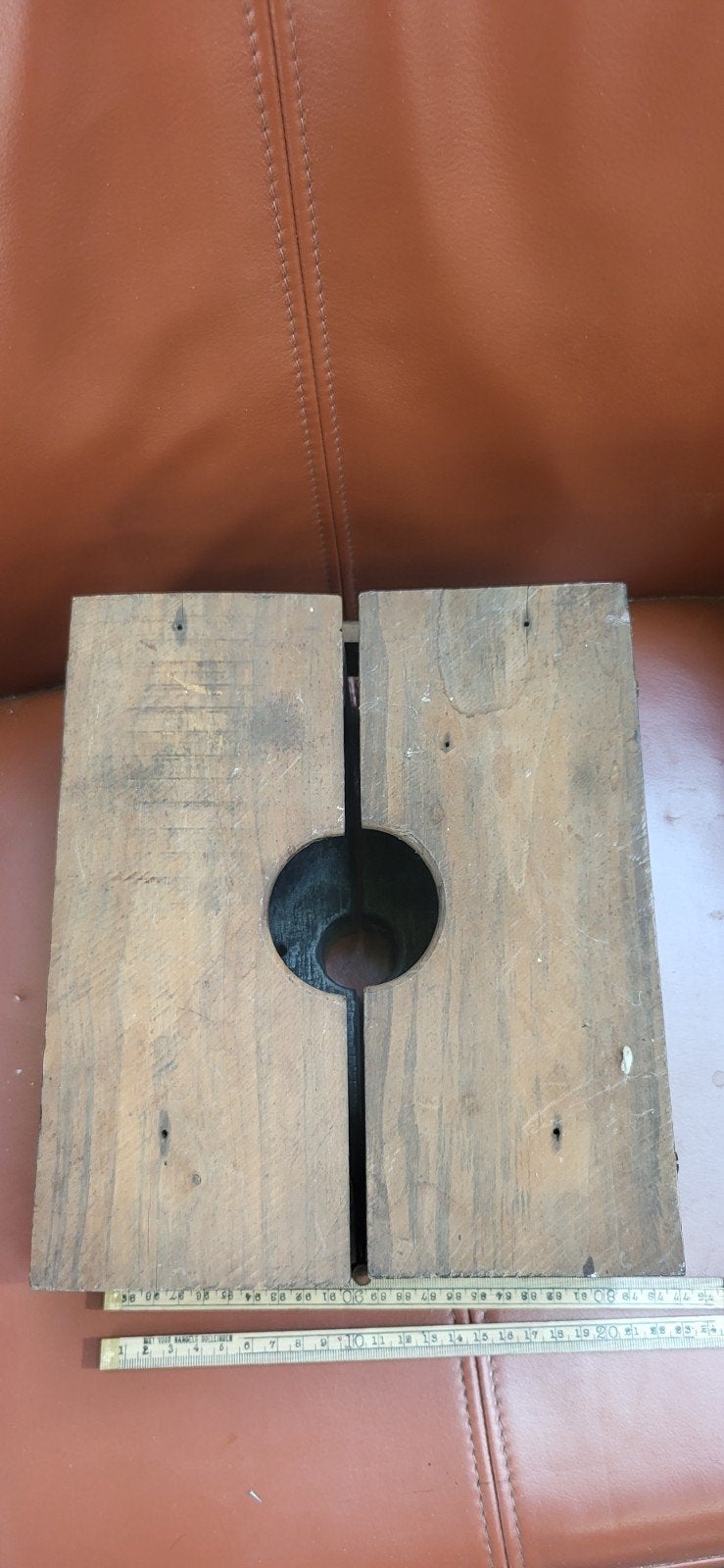 Antieke houten mal voor glaswerk of flessen, Ophalen of Verzenden