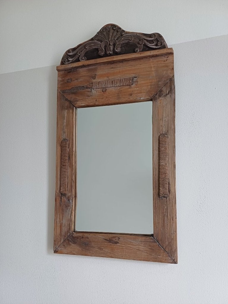 Vintage / houten spiegel, Huis en Inrichting, Woonaccessoires | Spiegels, Ophalen, Minder dan 50 cm, Zo goed als nieuw, Minder dan 100 cm