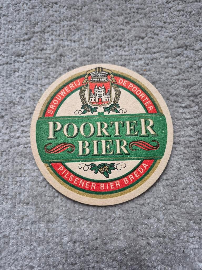 Vintage Poorter Bier viltje - Brouwerij De Poorter Breda, Ophalen of Verzenden, Gebruikt, Viltje(s), Overige merken