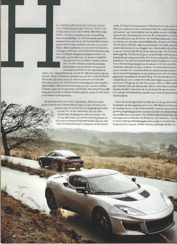 Autovisie Lotus Evora versus Porsche 911 Carrera, Ophalen of Verzenden, Gelezen, Porsche