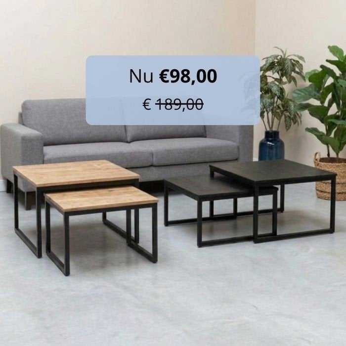 Salontafel sets mangohout | industrieel | nieuw, Minder dan 55 cm, Nieuw, Overige vormen, Industrieel
