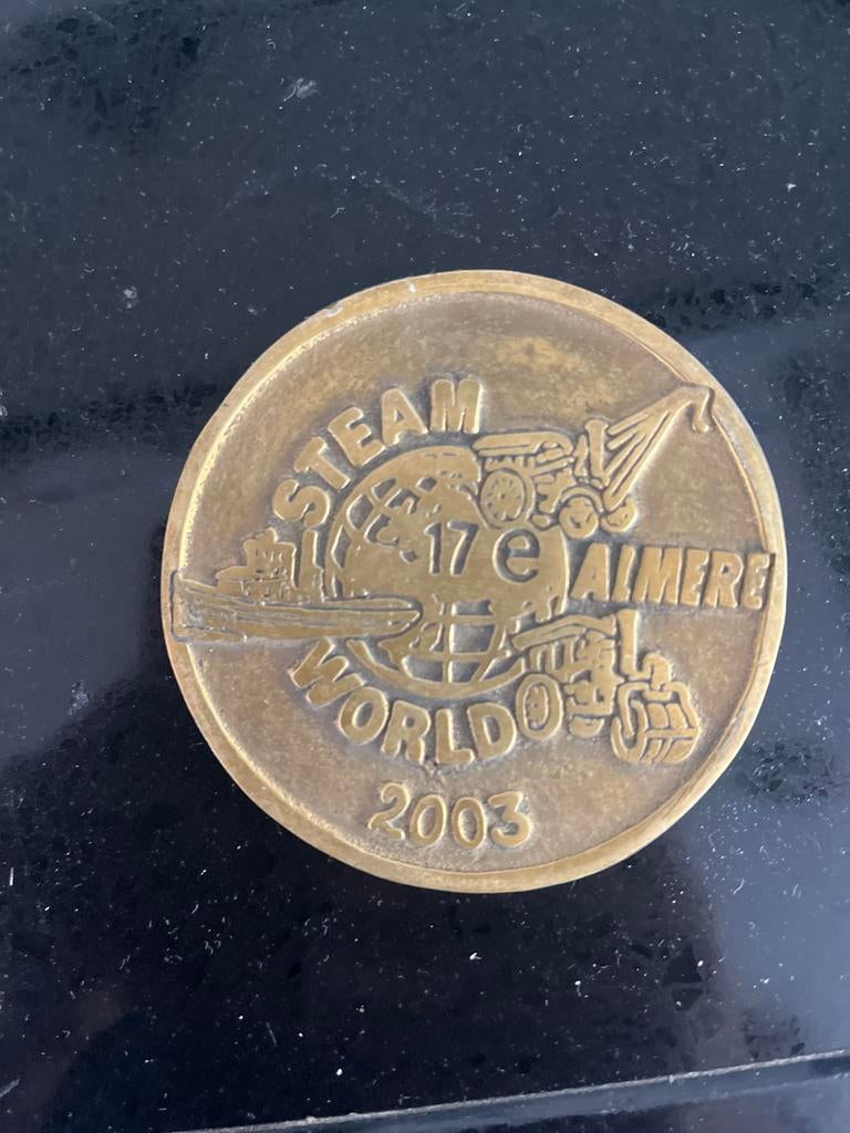 Steam World Almere 2003 Medaille/Penning, Postzegels en Munten, Ophalen, Brons, Nederland