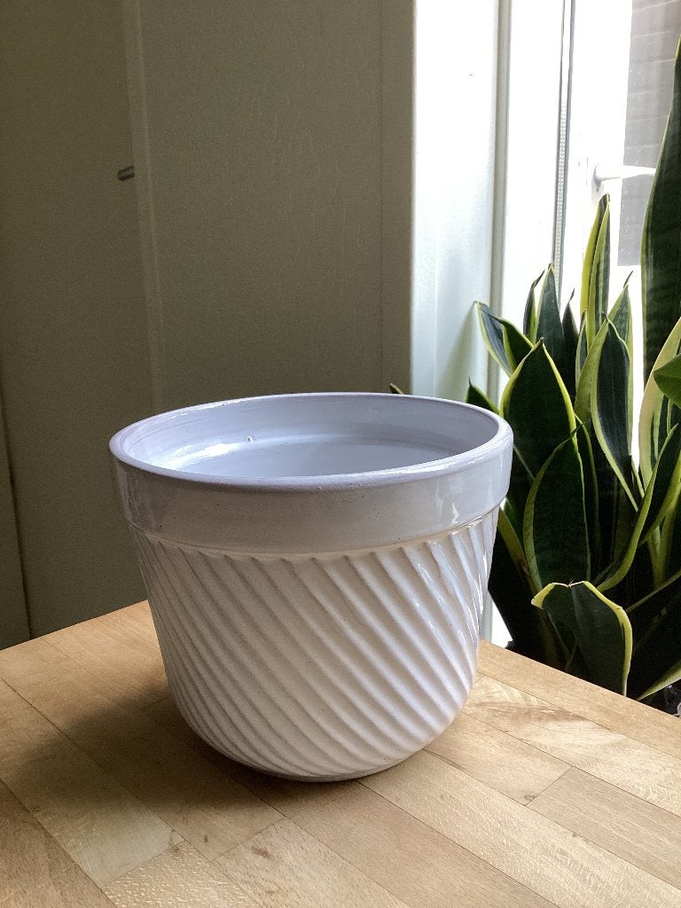 Grote retro Erica bloempot vintage wit 50/ ‘60 Mid-century, Ophalen of Verzenden