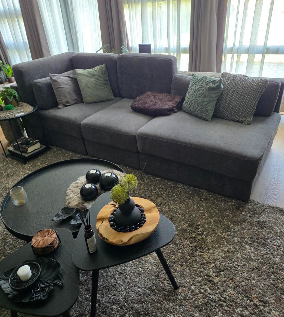Moderne grijze loungebank met chaise longue, Huis en Inrichting, Banken | Bankstellen, Ophalen, Modern, Comfortabel, Gebruikt