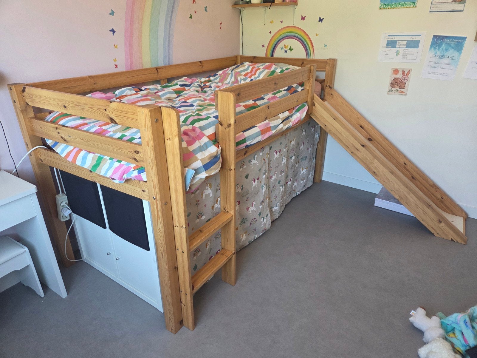 Hoogslaper met glijbaan, Kinderen en Baby's, Kinderkamer | Stapelbedden en Hoogslapers, Ophalen, Gebruikt, Hoogslaper