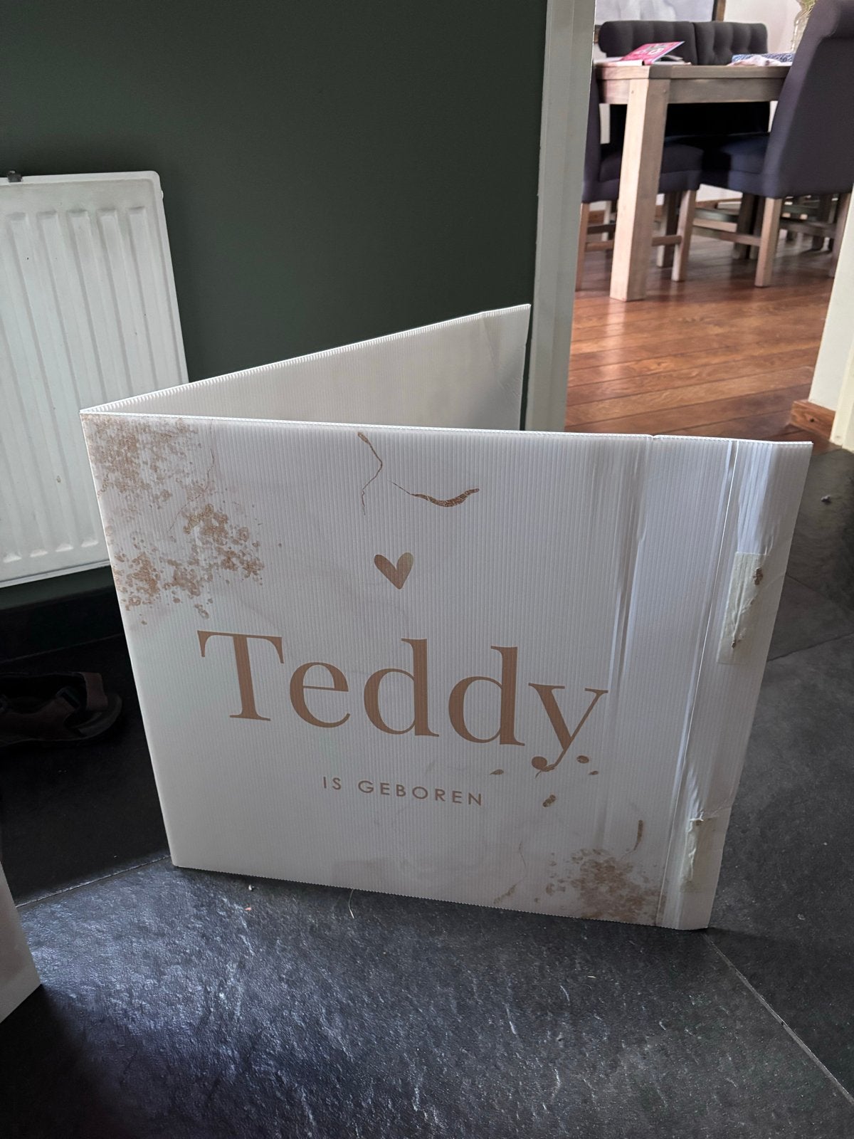 Twee Geboorteborden 'Teddy is geboren' - Nieuw!, Ophalen, Nieuw, Geboortebord