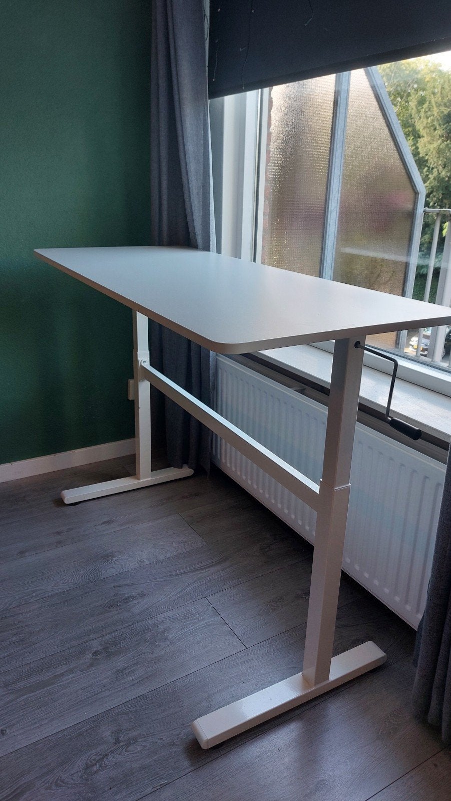 Sta zit bureau 140x60x70-117cm, Ophalen, Zo goed als nieuw, Wit, Zit-sta bureau