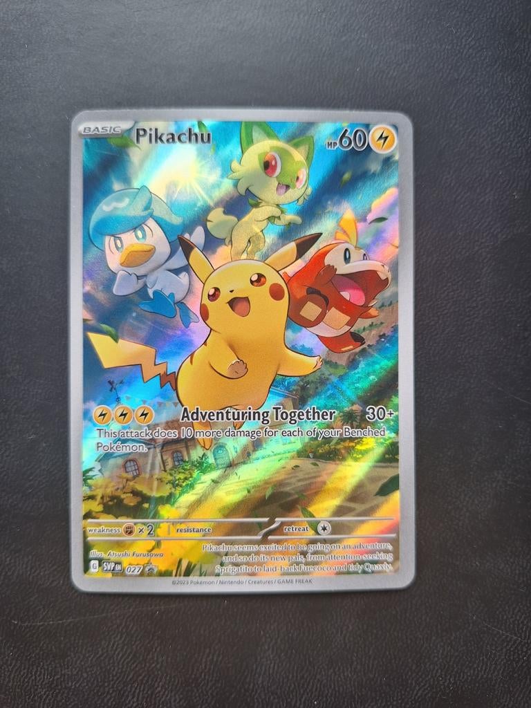Pikachu SV027 Full Art Foil Pokémon Kaart, Ophalen of Verzenden, Zo goed als nieuw, Losse kaart, Foil