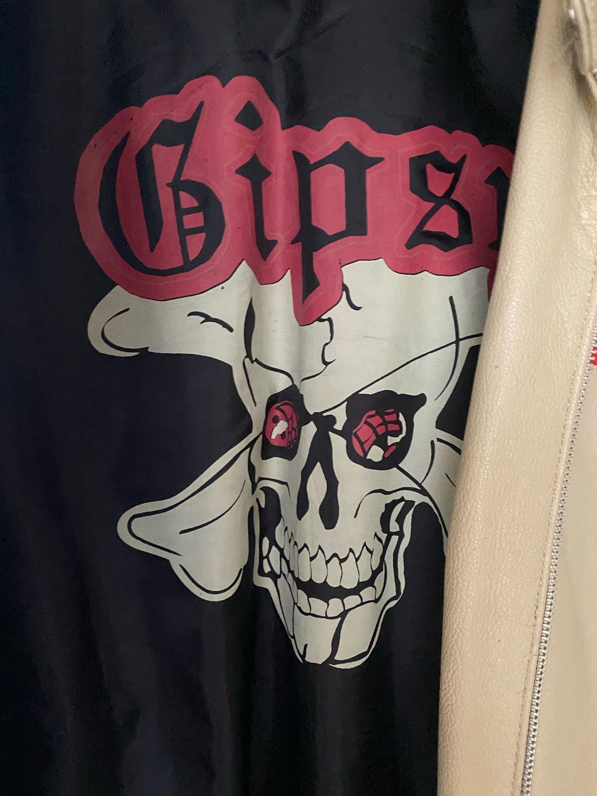 Gipsy Leren Jas met Skull Voering - Maat L, Ophalen, Gedragen, Maat 52/54 (L), Beige