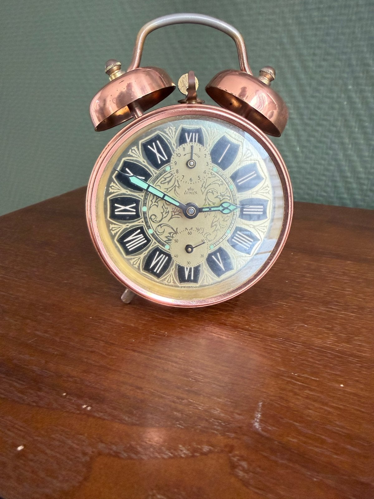 Vintage Koperen Wekker - Lumen, Ophalen of Verzenden