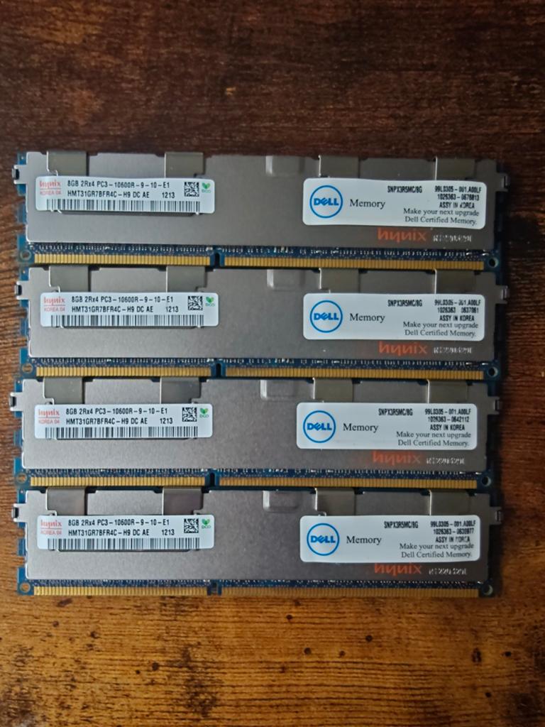 32GB 4x Hynix 8GB DDR3 PC3-10600R ECC Server RAM Geheugen, Ophalen of Verzenden