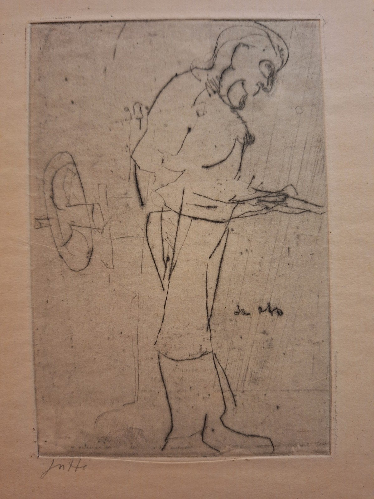 2x Etsen door Jutten, 1962 - Abstracte figuren, Portret, Ophalen of Verzenden, Gesigneerd, 1950 - 1999