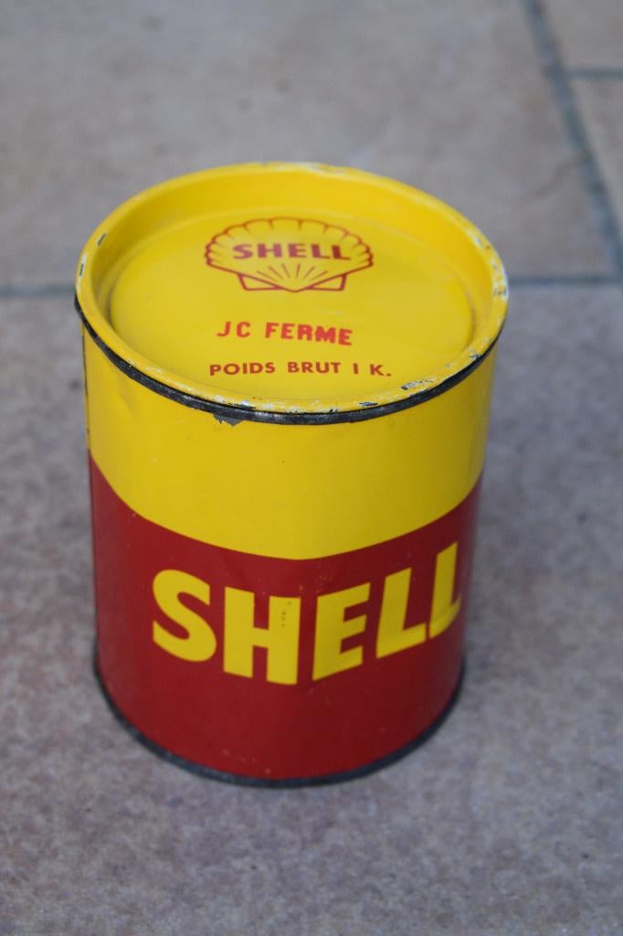 Shell vetpot 1 KG 1930 olie blik, Verzamelen, Merken en Reclamevoorwerpen, Ophalen of Verzenden, Gebruikt, Verpakking
