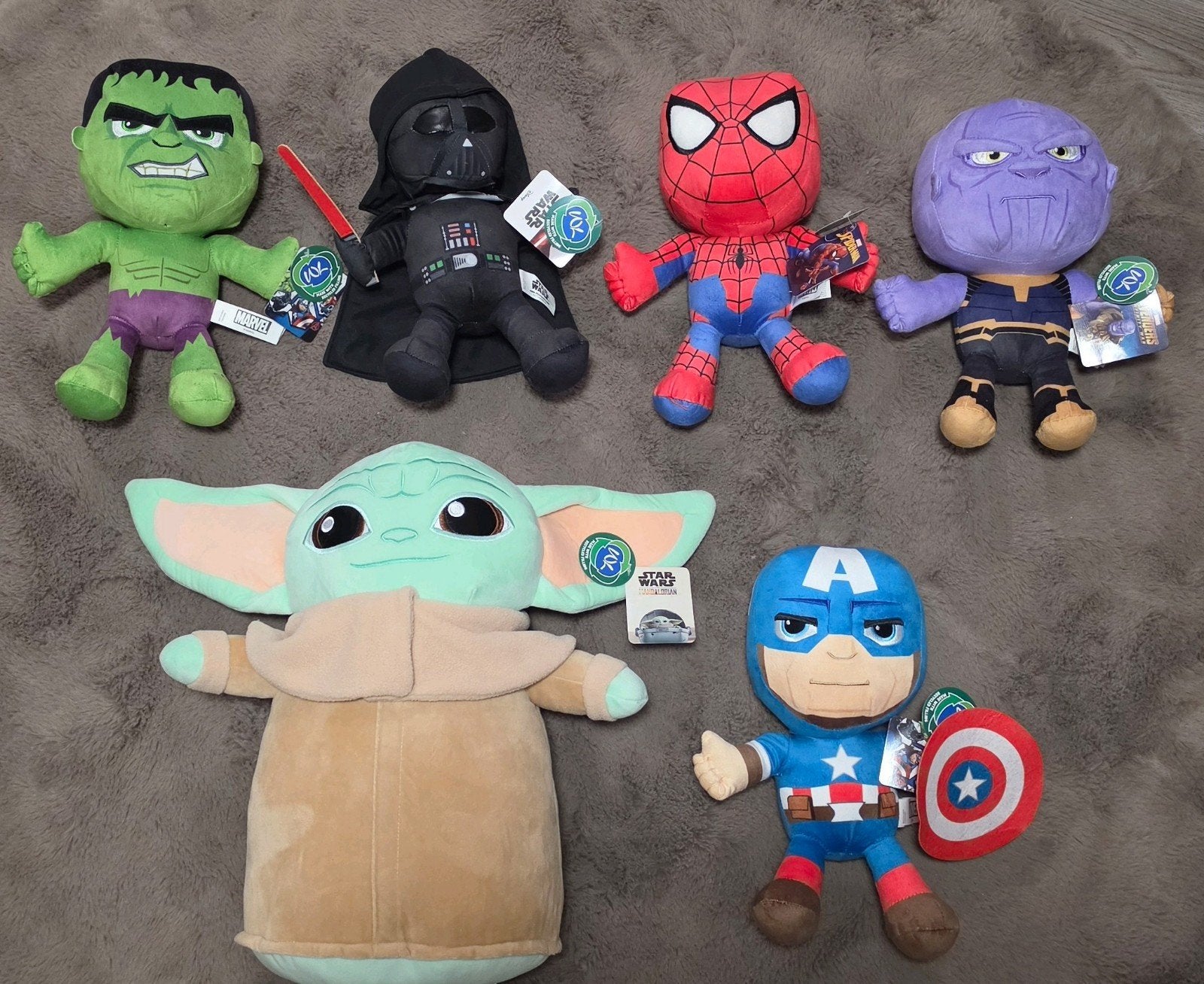 Knuffels nieuw, Grogu, spiderman, avengers, darth vader,hulk, Ophalen of Verzenden, Nieuw, Overige typen