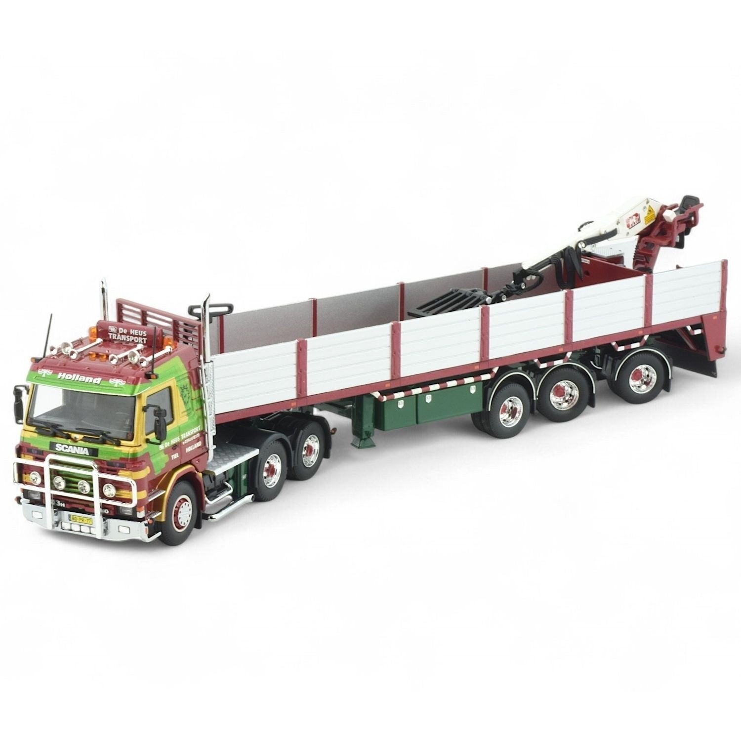 Scania 143H 450 6x2 mit 3achs steen opl - De Heus- 1:50, Ophalen of Verzenden, Nieuw, Bus of Vrachtwagen, Tekno