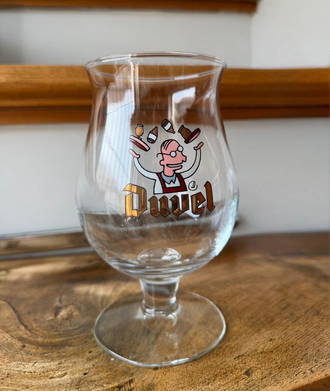 Duvel bierglas Jonglerende Ober 2000, Ophalen of Verzenden, Zo goed als nieuw, Glas of Glazen, Duvel