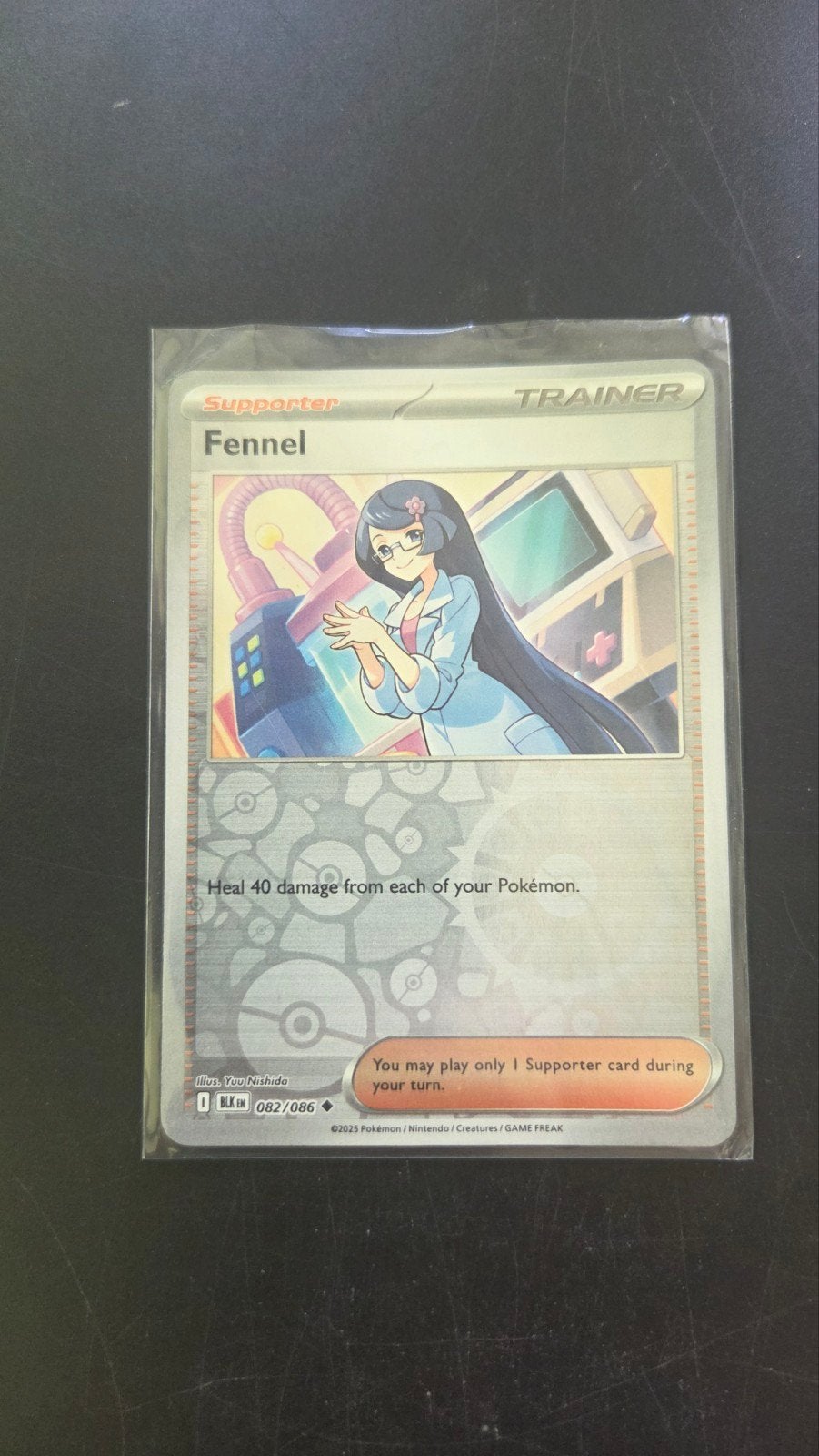 Fenbel 082/086 (reverse holo) Pokémon kaart (black bolt), Verzenden, Zo goed als nieuw, Losse kaart, Foil