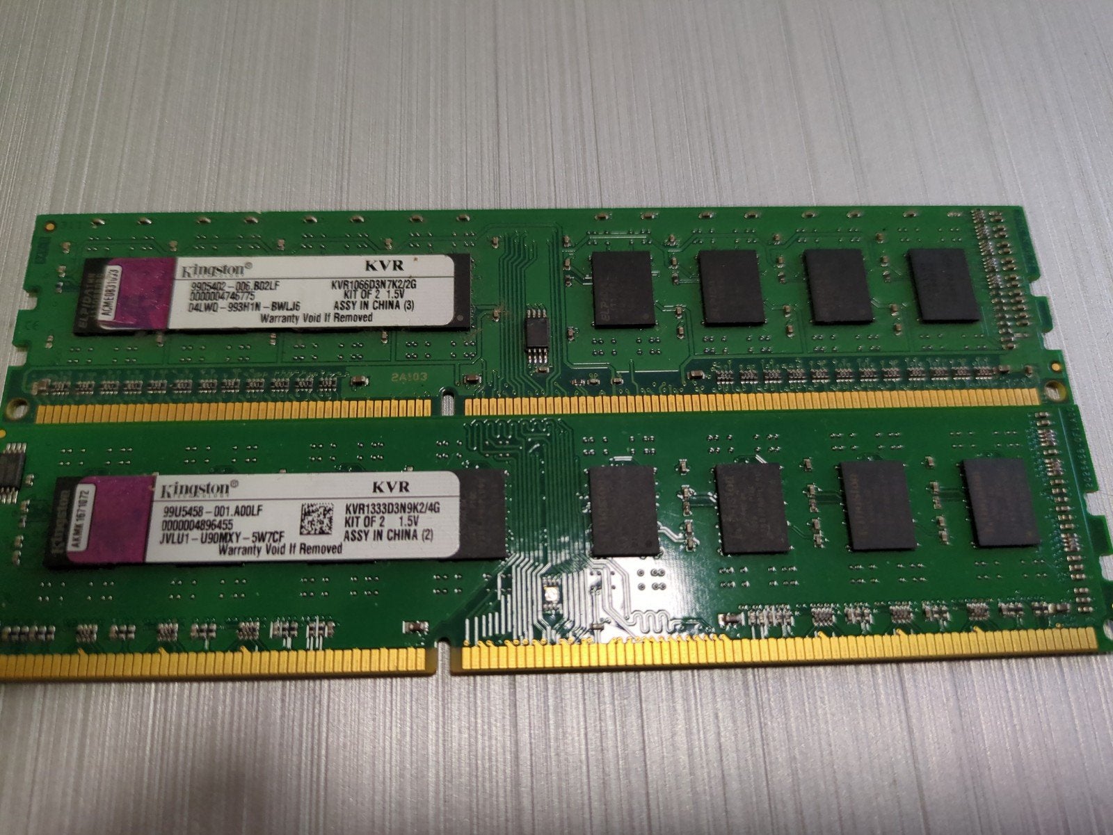Kingston KVR DDR3 RAM Geheugenmodules - 2x2GB en 2x4GB, Gebruikt, 1066/1333, Server, 8 GB