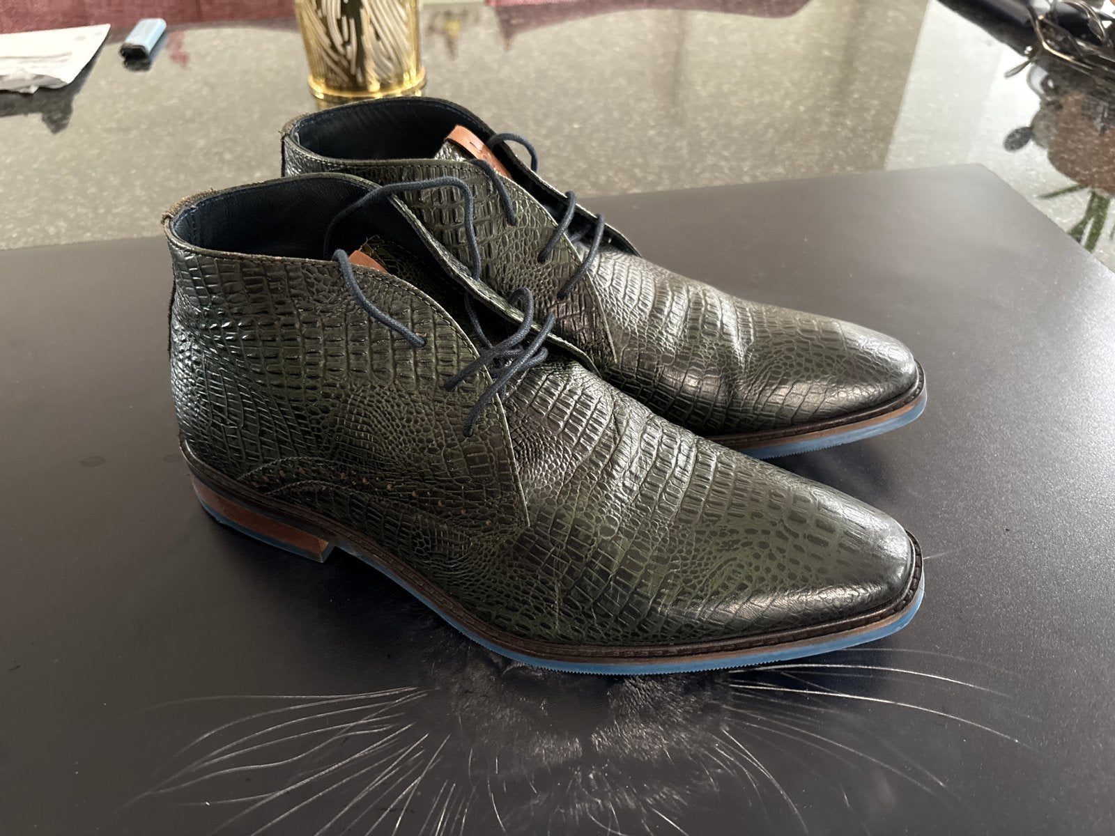 LOFF Groene Enkellaarsjes met Krokodillenprint, Ophalen, Zo goed als nieuw, Overige kleuren, Boots