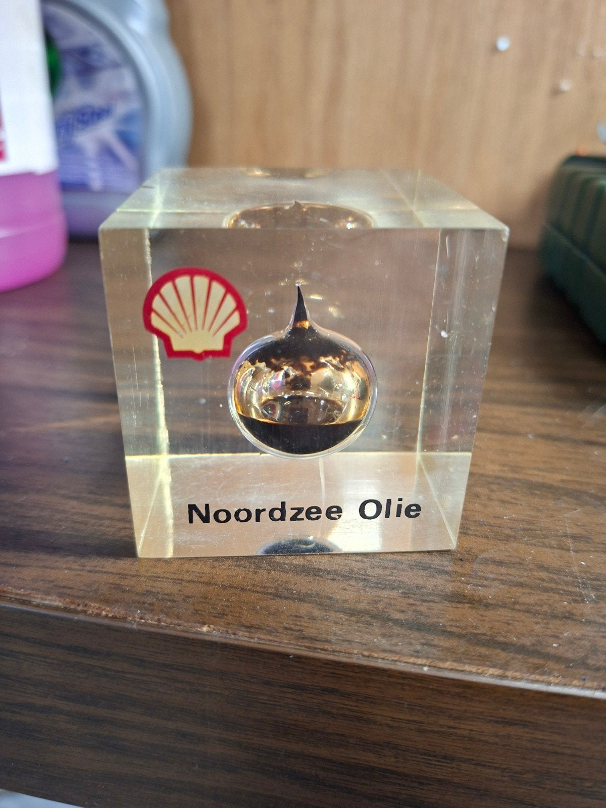 Shell Noordzee Olie Acryl Blok - Uniek Verzamelobject, Verzamelen, Ophalen of Verzenden, Gebruikt