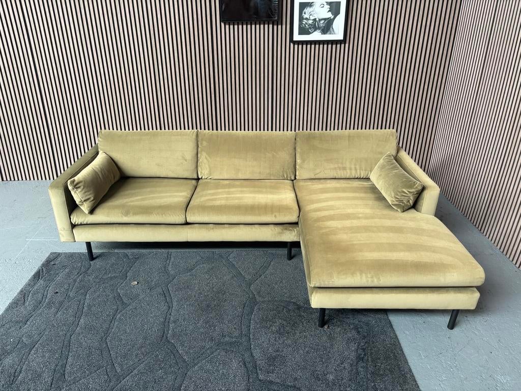 GRATIS LEVERING Velvet Loungebank 260x160 GEREINIGD, 250 tot 300 cm, Hoekbank, Ophalen of Verzenden, Zo goed als nieuw