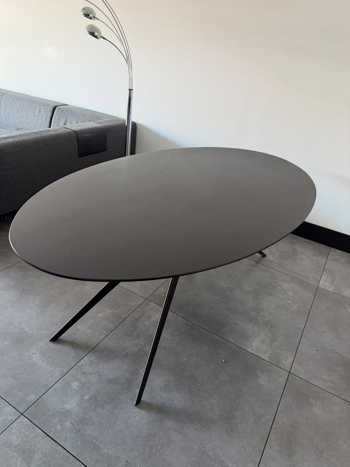 Moderne ovale eettafel Goossens 220x120 cm - Zwart, Ophalen, 100 tot 150 cm, 200 cm of meer, Zo goed als nieuw