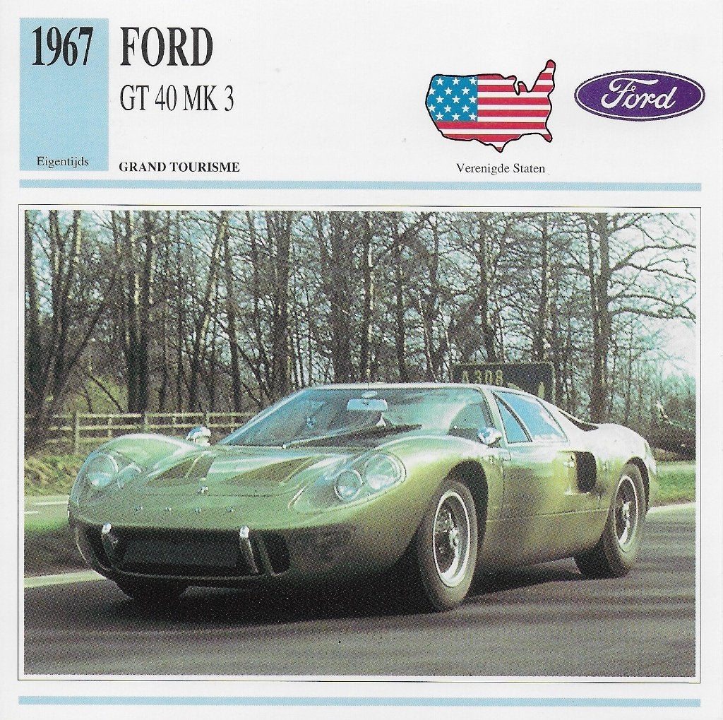 Autokaart ma724 ford gt40 mk3 ( 1967 ), Ophalen of Verzenden, Zo goed als nieuw, Auto's