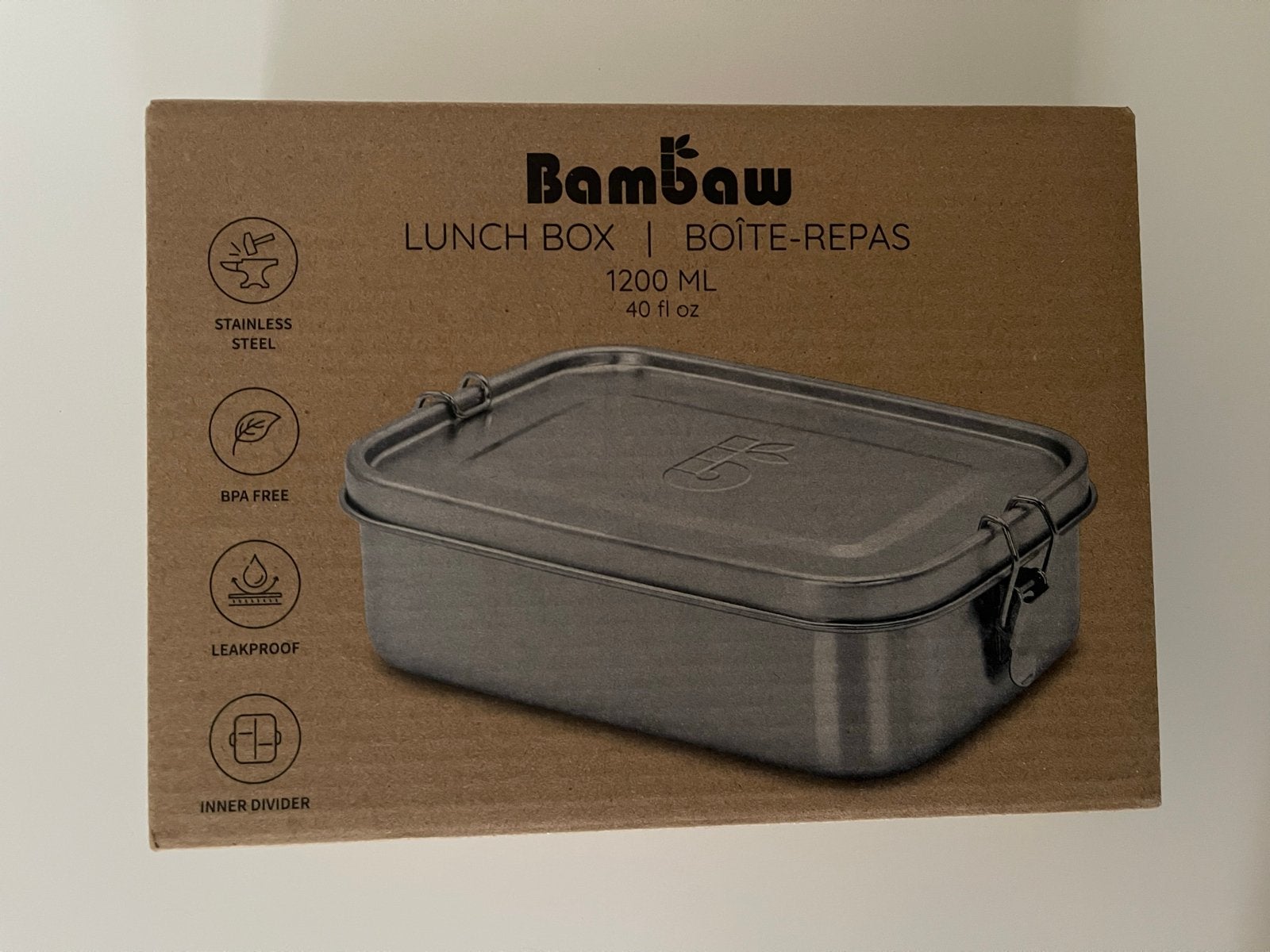 Bambaw RVS Lunchbox met Binnenverdeler - 1200 ml, Ophalen of Verzenden, Metaal, Broodtrommel, Overige merken