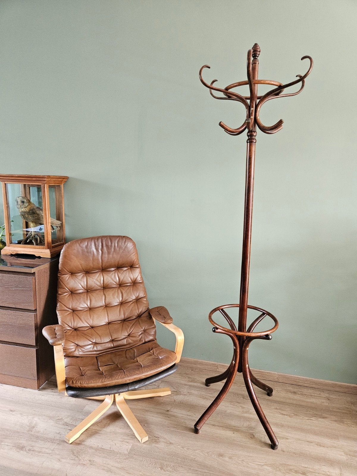 Vintage Thonet stijl / cafe losstaande kapstok, gebogen hout, Huis en Inrichting, Ophalen, Gebruikt, Staande kapstok, 150 tot 200 cm