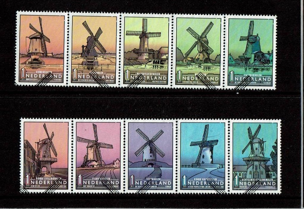 Nederland NVPH 3069-3078 strook gestempeld, Postzegels en Munten, Verzenden, Na 1940, Gestempeld