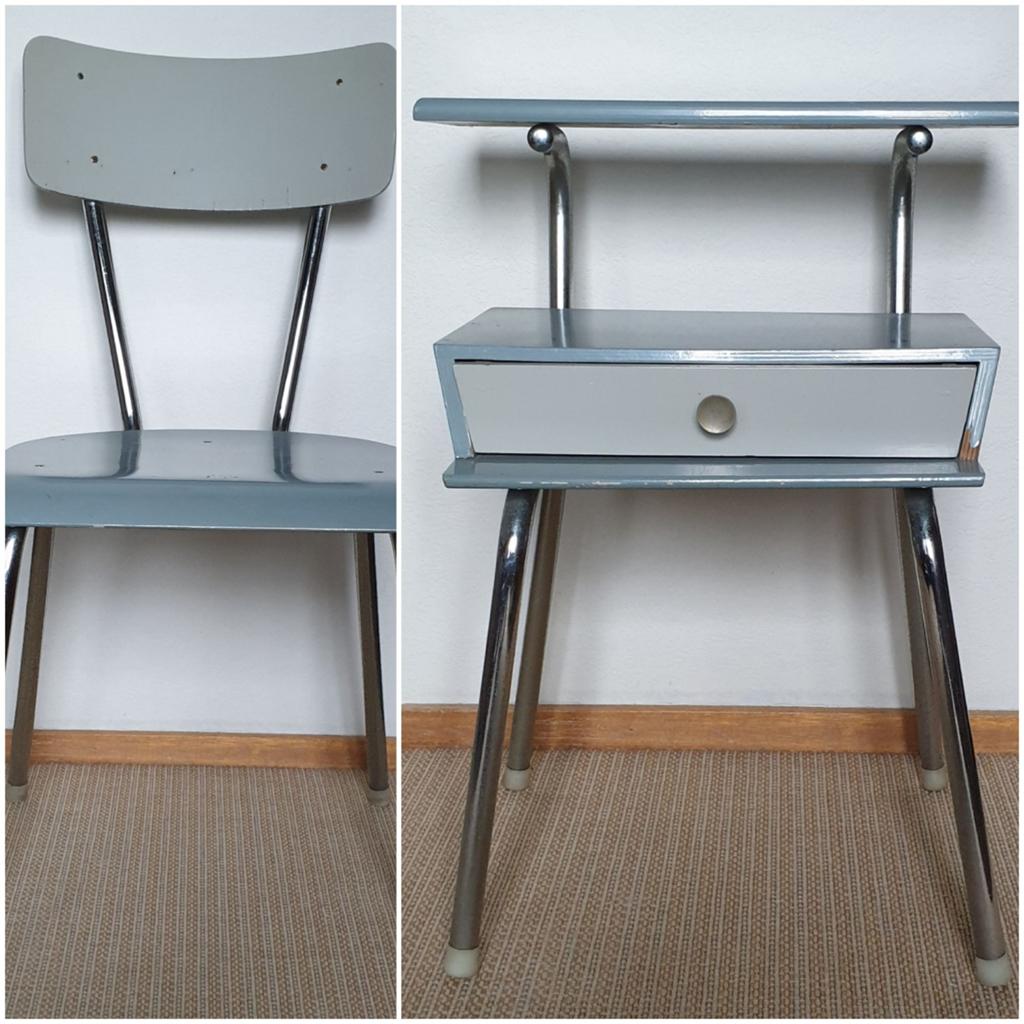 Vintage Wim Rietveld voor Auping design nachtkastje & stoel, Ophalen, Gebruikt, Minder dan 45 cm, Minder dan 55 cm