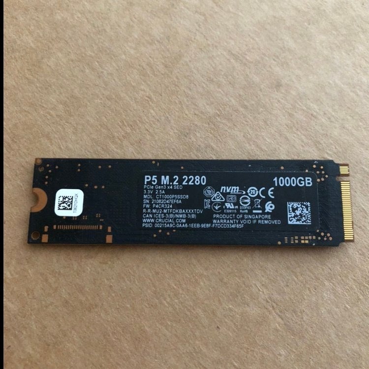 Crucial P5 NVMe SSD 1TB, Computers en Software, Harde schijven, Intern, Gebruikt, SSD, Ophalen of Verzenden